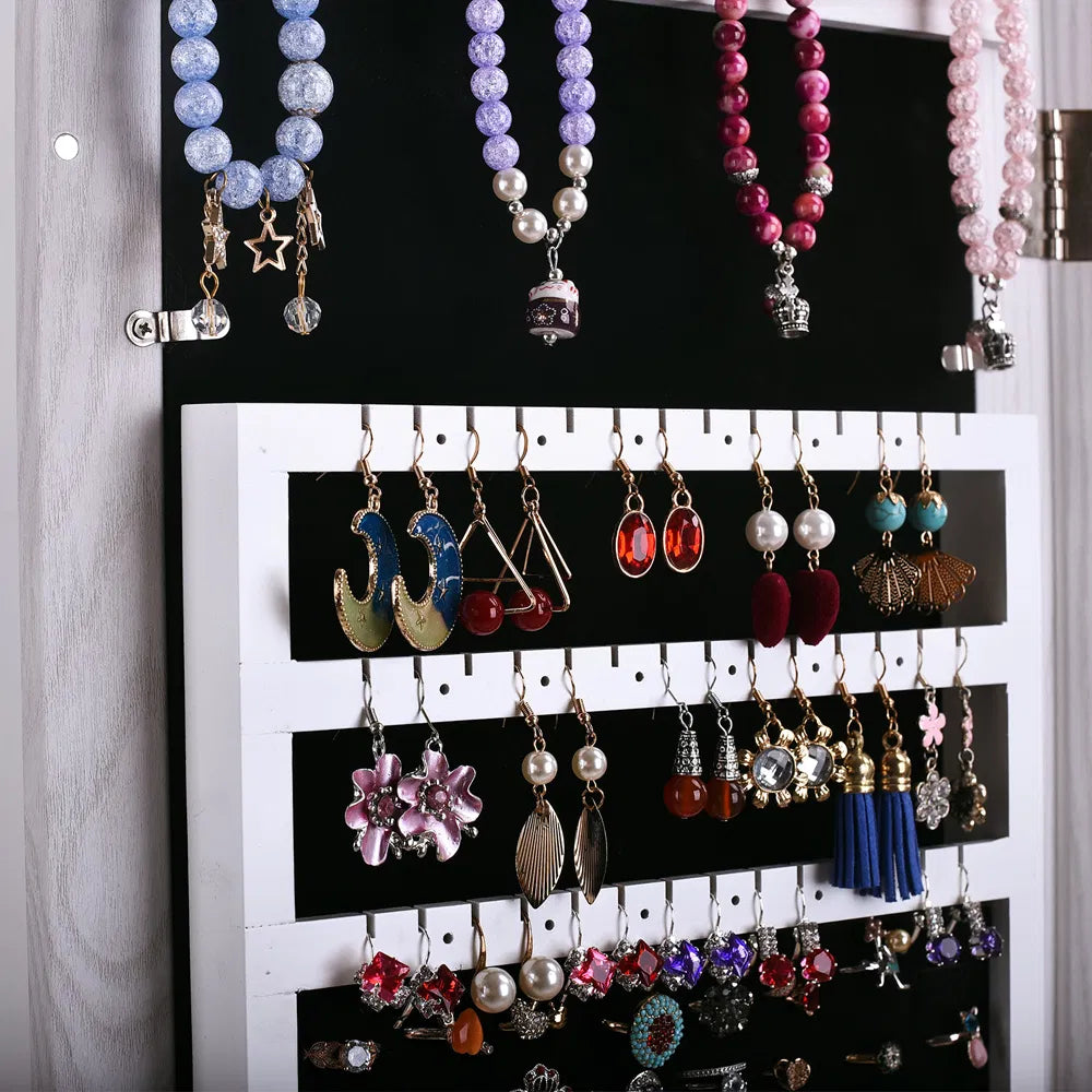 White Mirrored Jewelry Cabinet — Wall or Door Mount — view 3