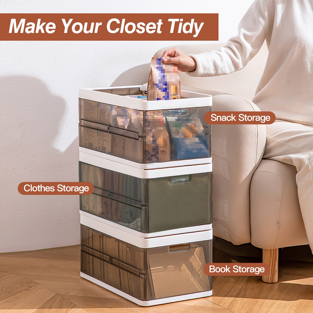 Smoky Brown Foldable Storage Bins — Set of 3 — view 7