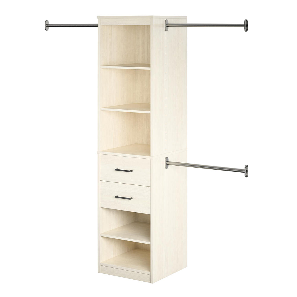 Ivory Closet Tower with Drawers and Adjustable Hanging Rods — view 8