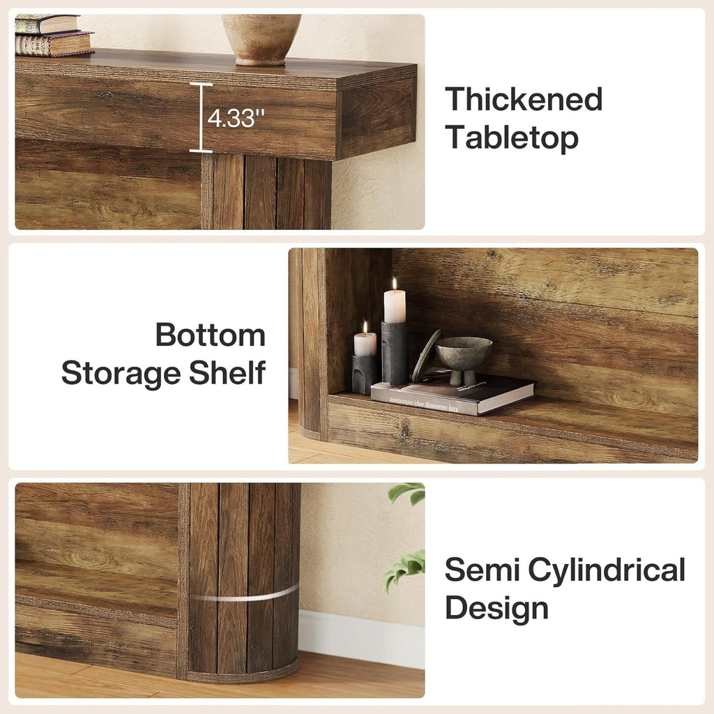 Rustic Brown Entryway Console with Lower Shelf — view 3