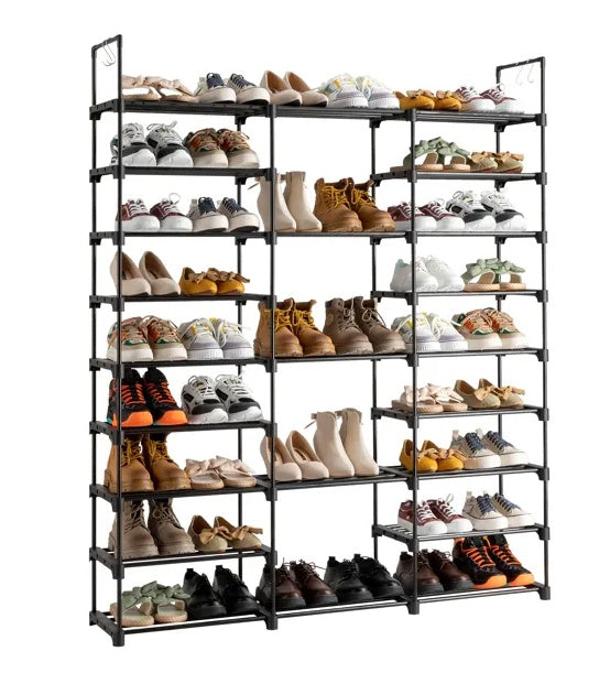 Black 9-Tier Shoe Storage Rack