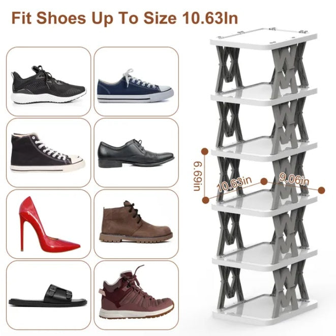 Six-Tier Folding Vertical Shoe Rack — view 2