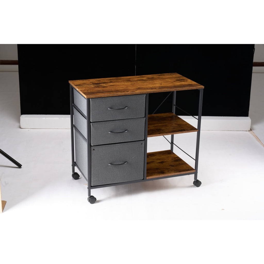 Rolling Printer Stand with Three Fabric Drawers — view 4