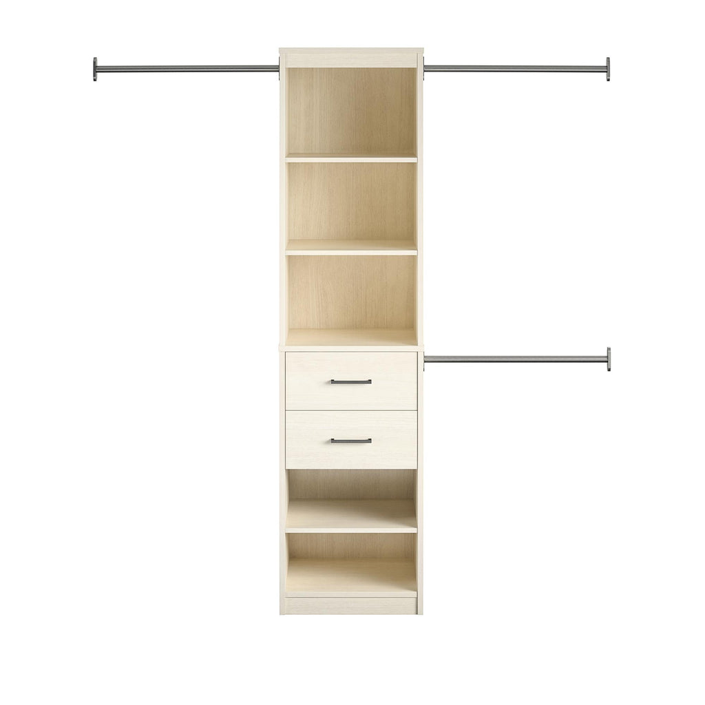 Ivory Closet Tower with Drawers and Adjustable Hanging Rods — view 3