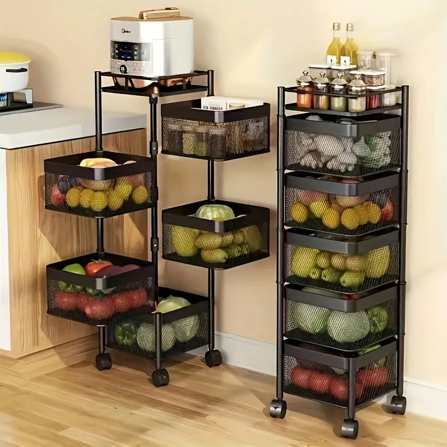Five-Tier Rotating Basket Storage Cart — view 2