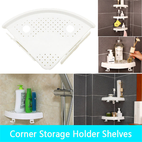 White Corner Shelf with Hooks