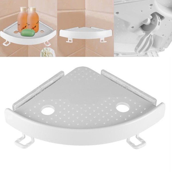 White Corner Shelf with Hooks