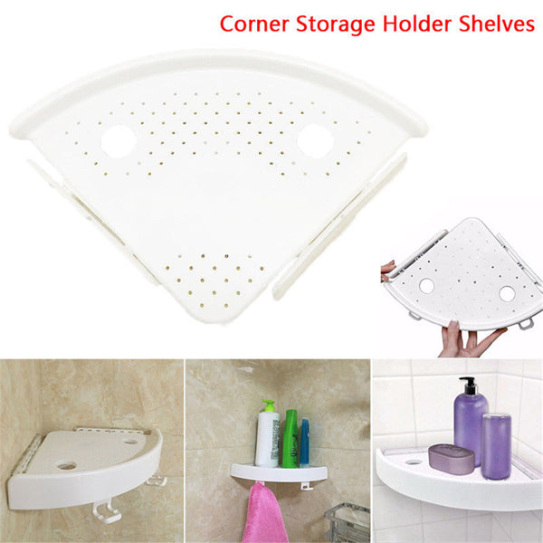 White Corner Shelf with Hooks