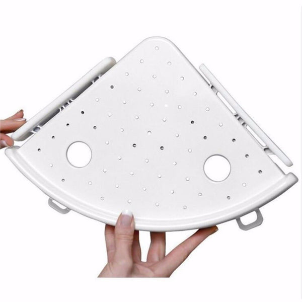 White Corner Shelf with Hooks