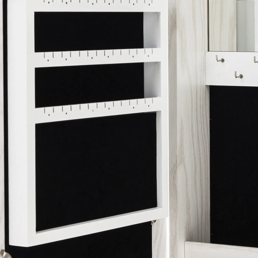 White Mirrored Jewelry Cabinet — Wall or Door Mount — view 2