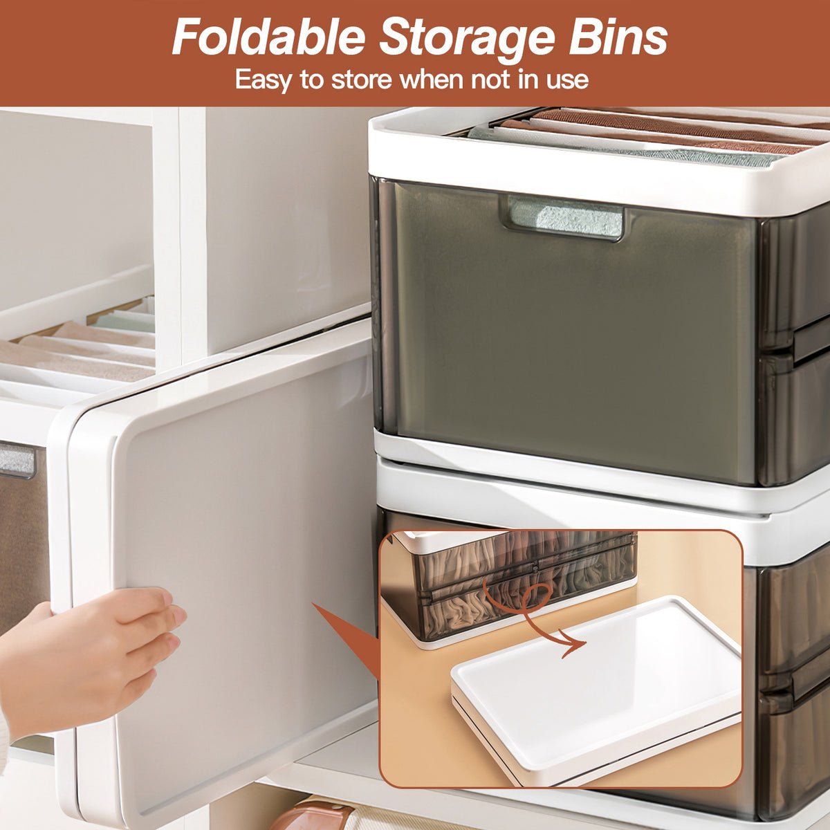 Smoky Brown Foldable Storage Bins — Set of 3 — view 5