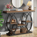 Rustic Four-Tier Entryway Console with Curved Metal Frame — view 1
