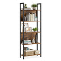 Rustic Brown 5-Tier Bookshelf with Steel Frame — view 1