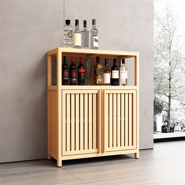 Natural Bamboo Cabinet with Slatted Doors — view 1