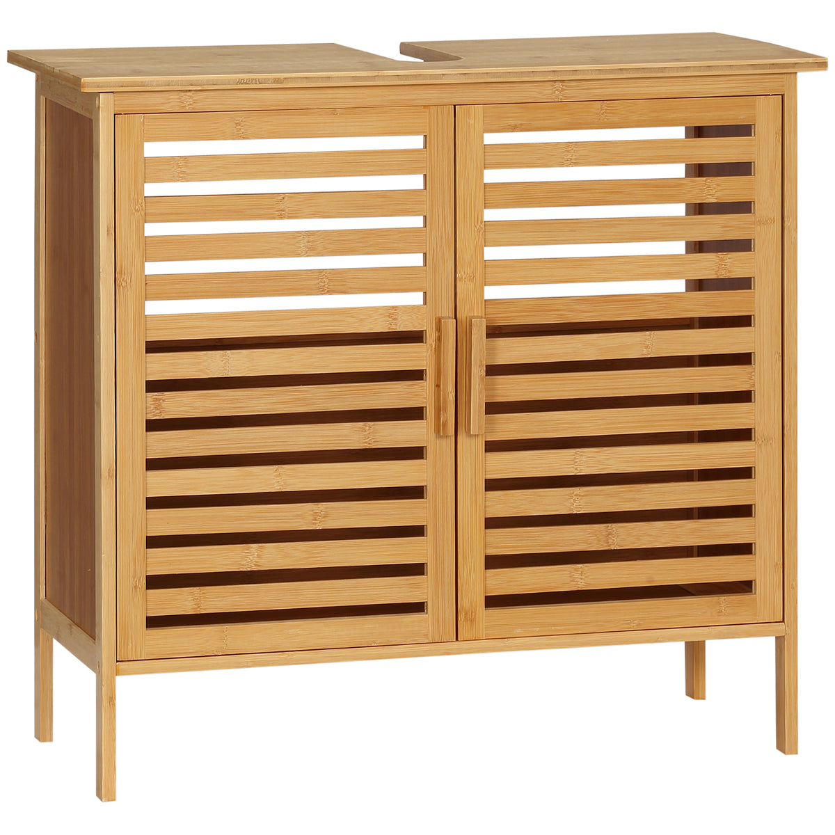 Natural Bamboo Under-Sink Cabinet with Slatted Doors — view 9