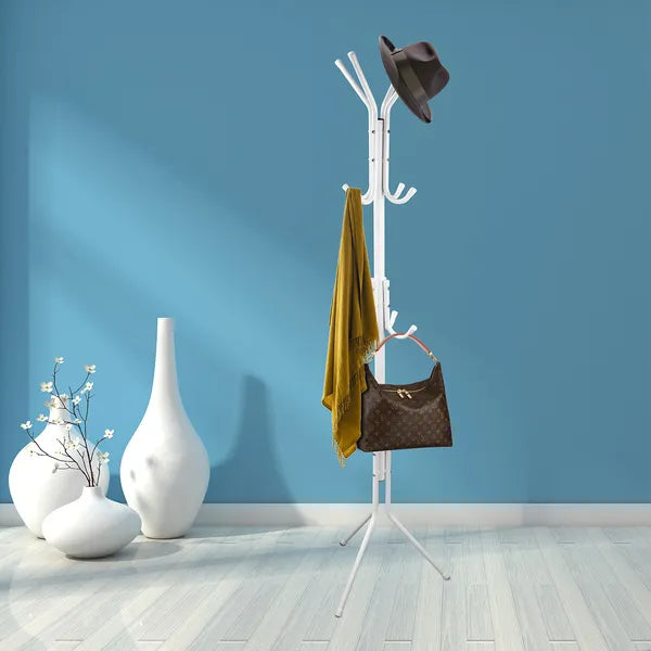White Freestanding Coat and Hat Rack