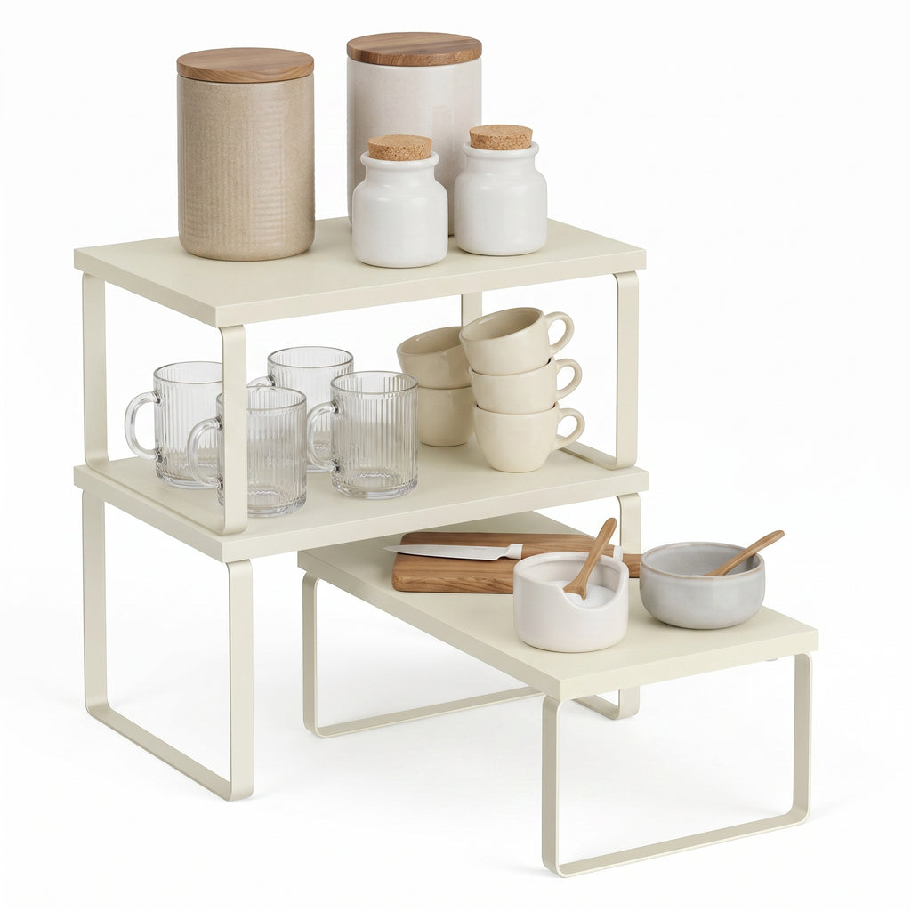 White Stackable Cabinet Shelf Risers — Set of 3 — view 3