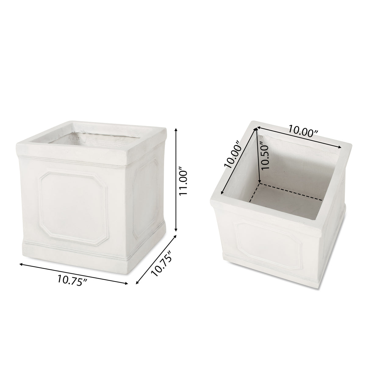 Antique White Square MgO Planter, 11 Inches — view 2