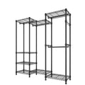 Black Modular Wire Closet with Hanging Rods and Shelves — view 10