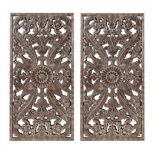 Carved Botanical Wall Panels, Set of 2 — view 6