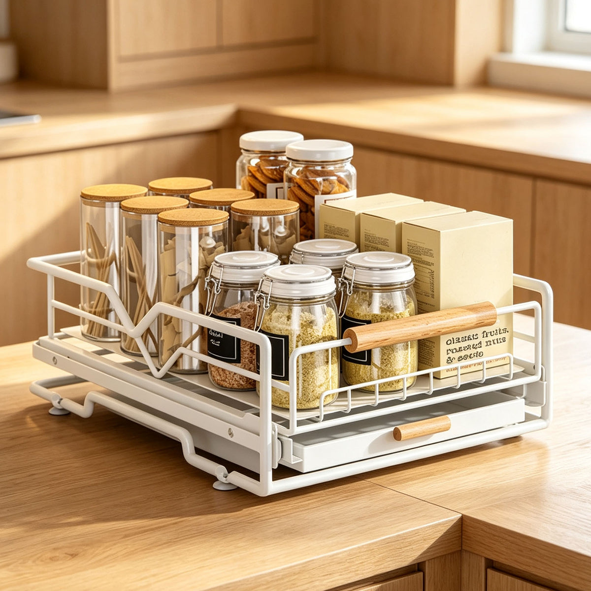 Pull-Out Cabinet Organizer with Drain Tray