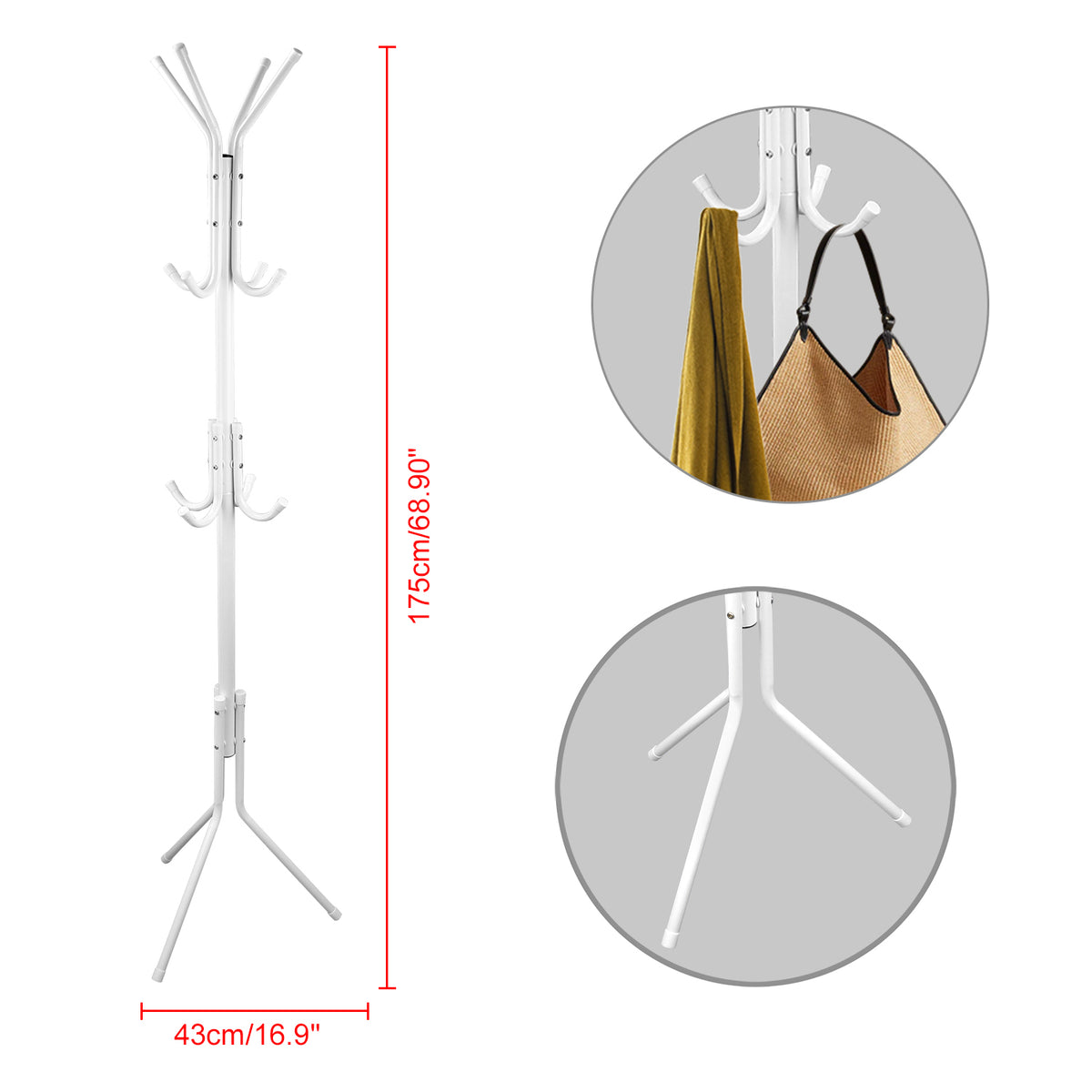 Eight-Hook Standing Coat and Hat Rack — view 9