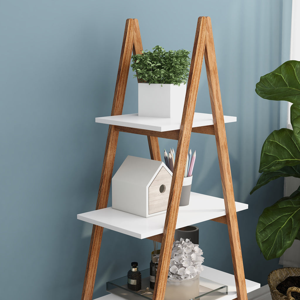 White A-Frame Ladder Display Bookshelf — view 4