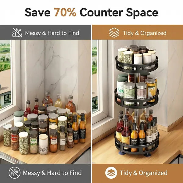 Black Three-Tier Rotating Spice Rack — view 5