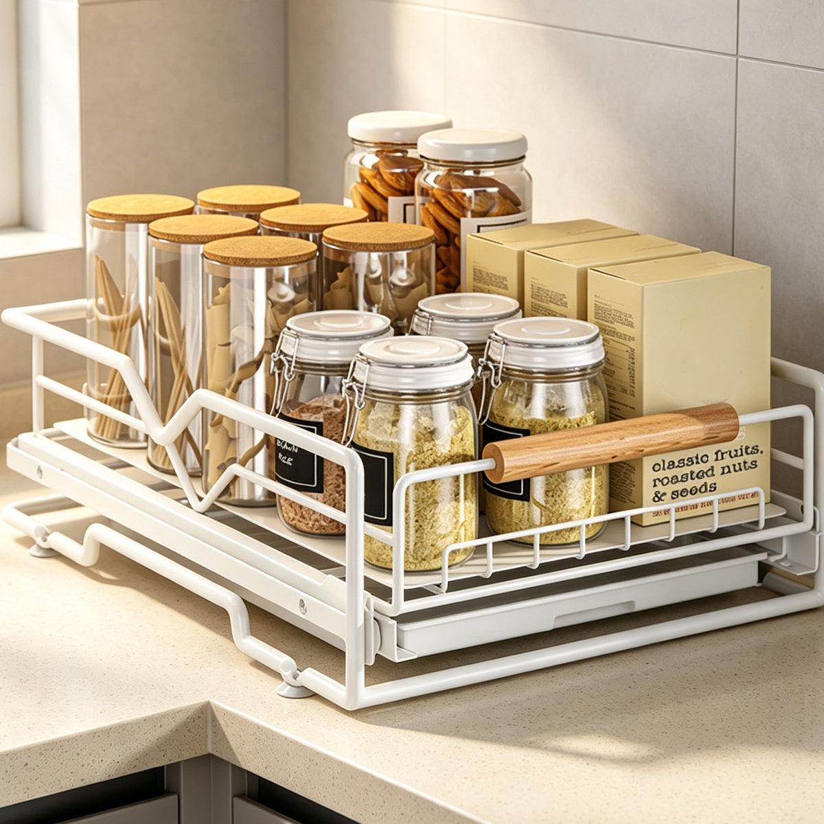 Pull-Out Cabinet Organizer with Drain Tray