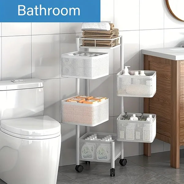 Five-Tier Rotating Basket Storage Cart — view 3