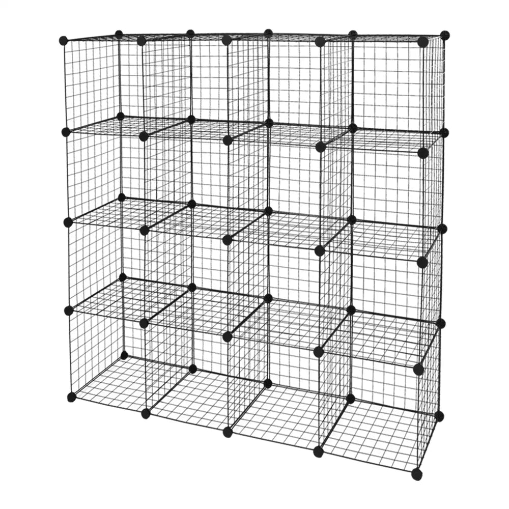 Black 16-Cube Modular Wire Storage Shelves — view 10