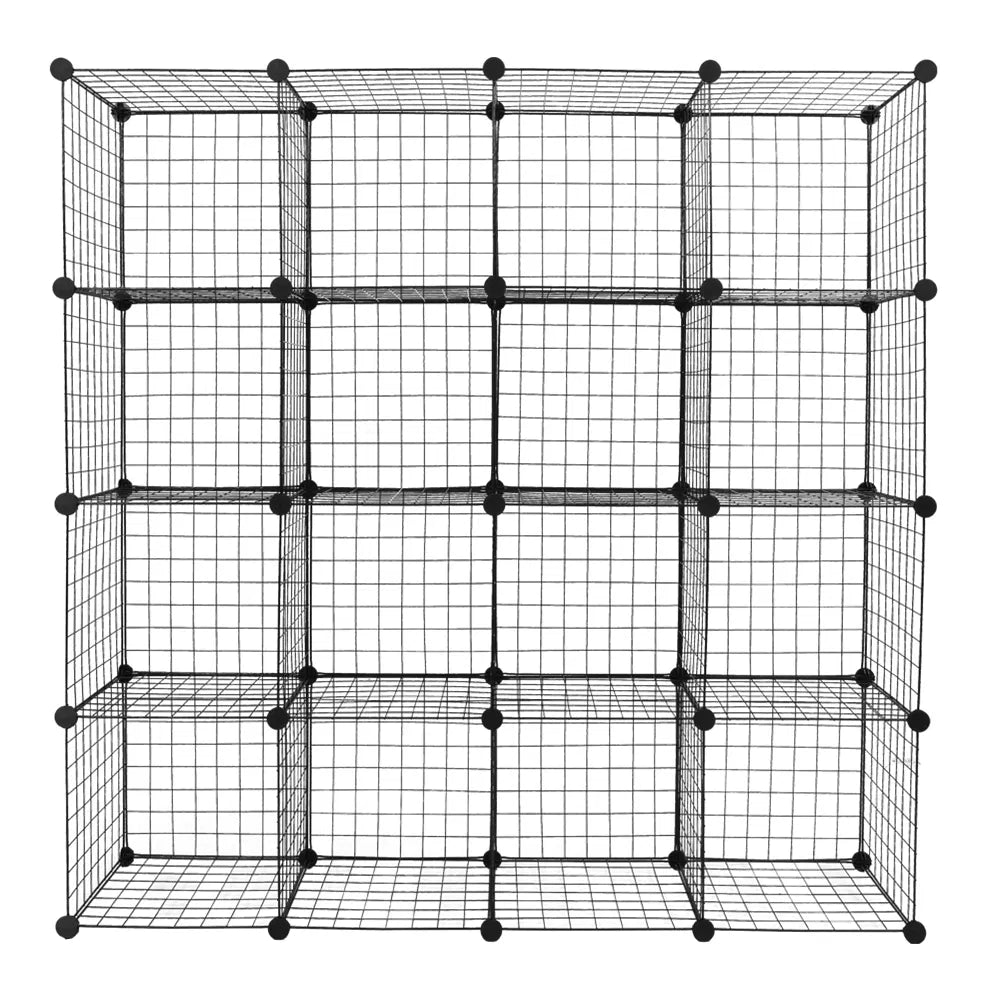 Black 16-Cube Modular Wire Storage Shelves — view 8