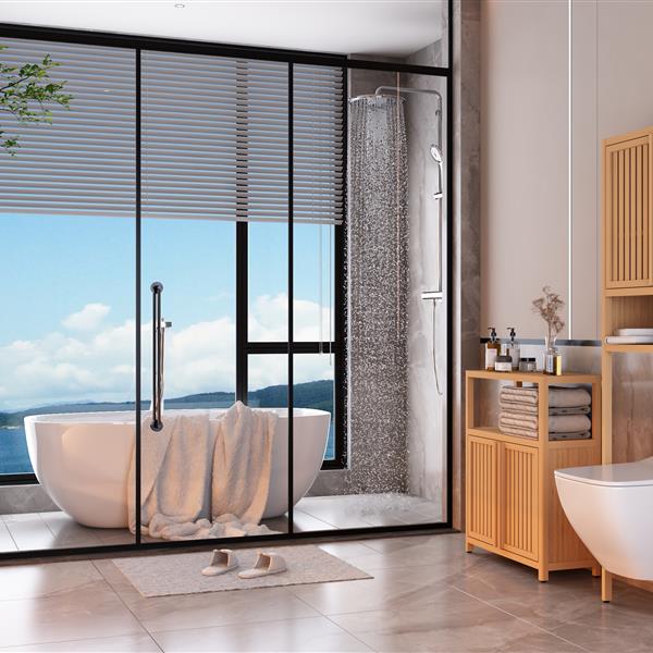 Natural Bamboo Cabinet with Slatted Doors — view 4