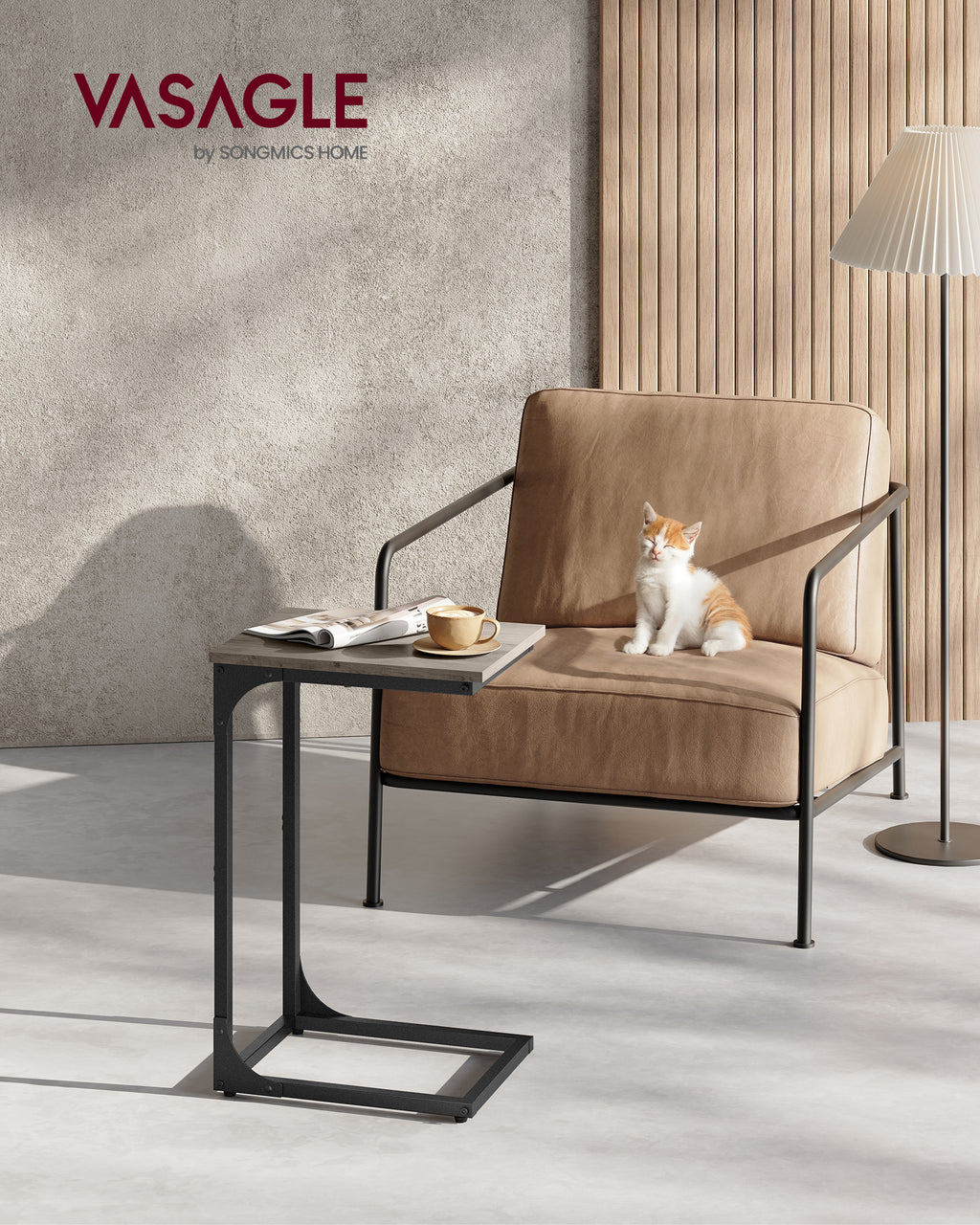 Greige C-Shaped Sofa Side Table — view 4