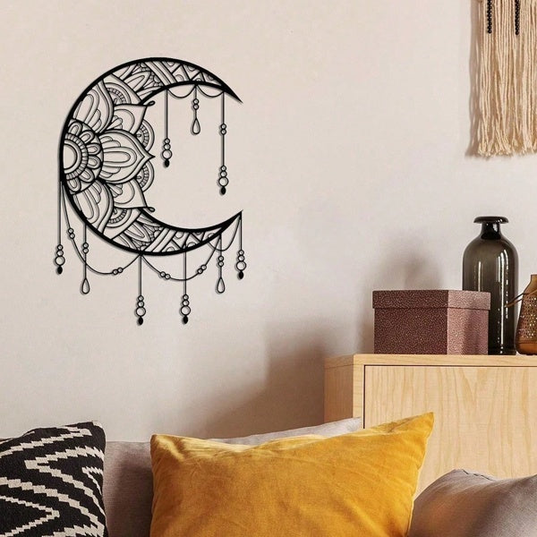 Black Iron Crescent Moon Wall Hanging — view 5