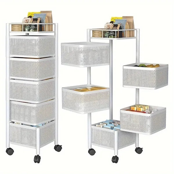 Five-Tier Rotating Basket Storage Cart — view 1