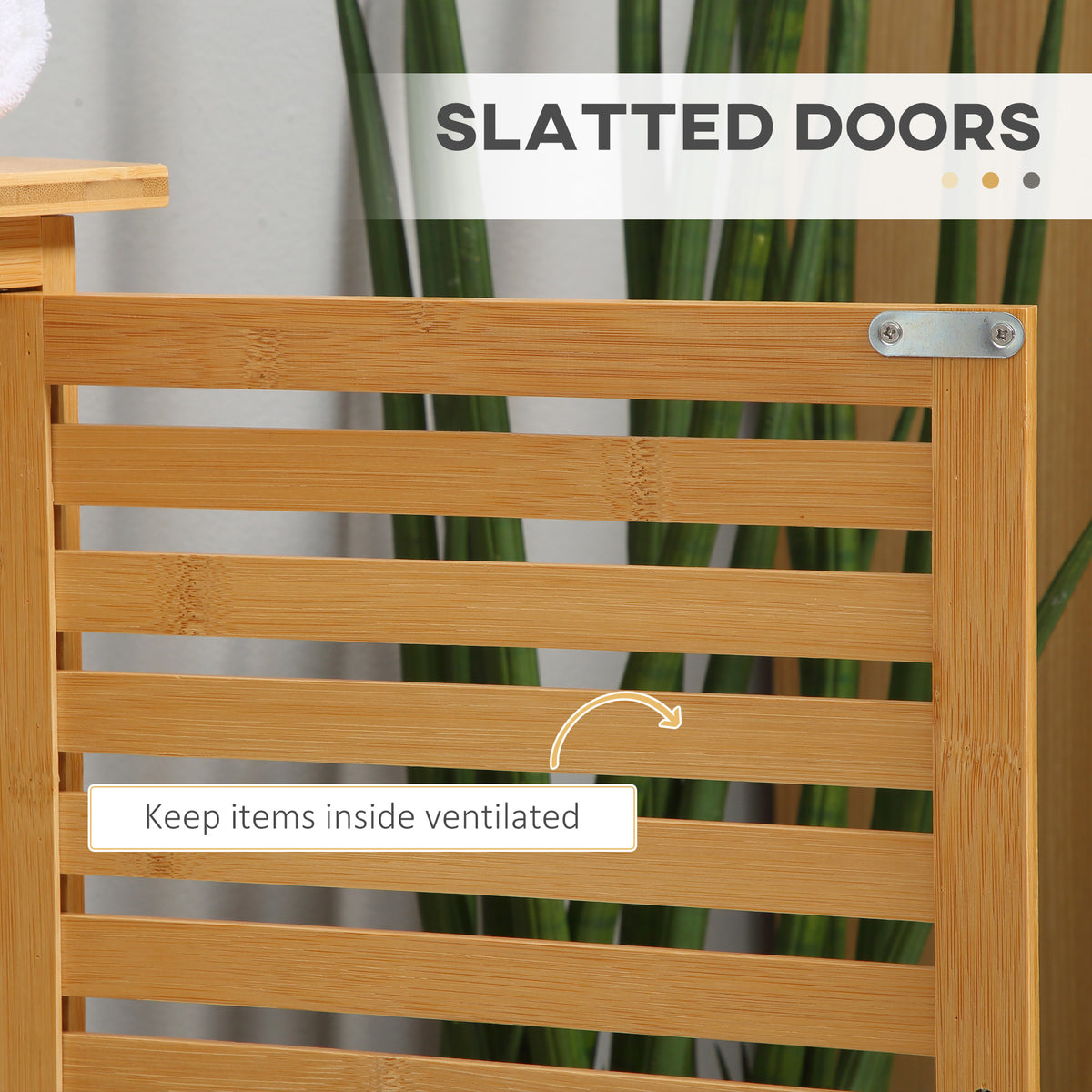 Natural Bamboo Under-Sink Cabinet with Slatted Doors — view 7