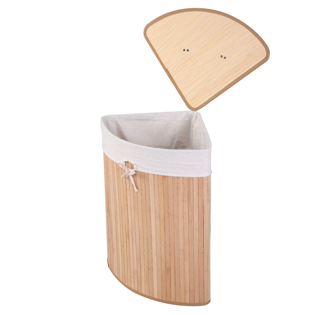 Corner Bamboo Laundry Hamper with Removable Liner