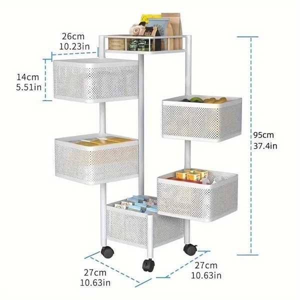 Five-Tier Rotating Basket Storage Cart — view 6