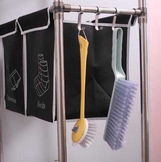 3-Bag Laundry Sorter with Shelf and Hooks