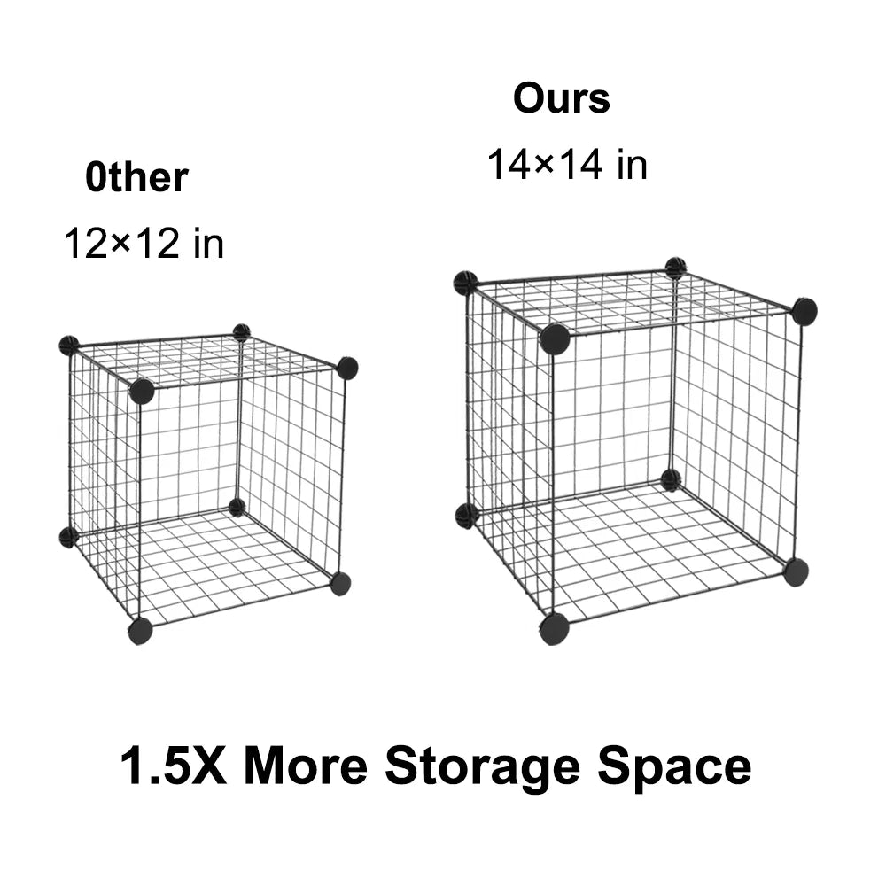 Black 16-Cube Modular Wire Storage Shelves — view 6