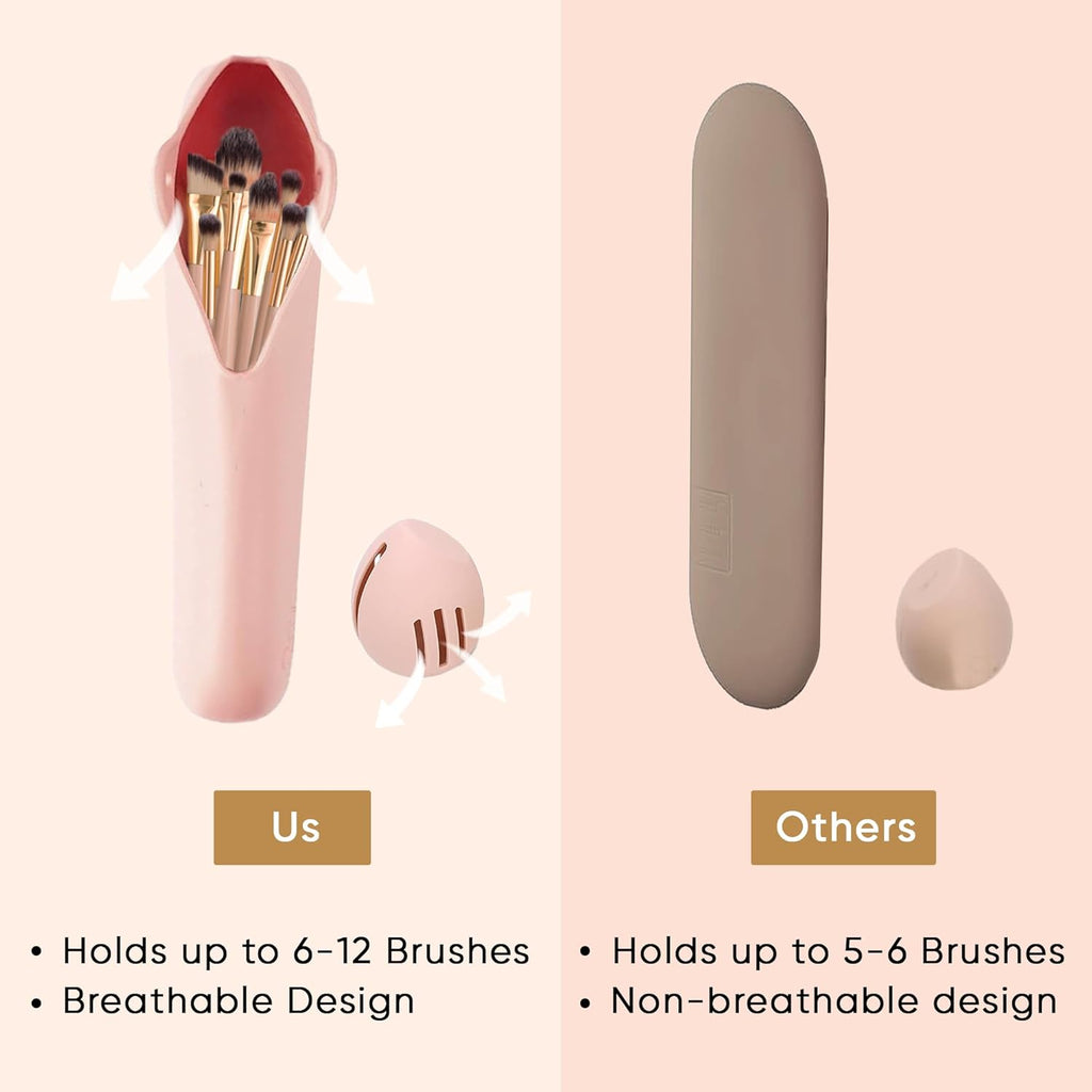 Pink Silicone Makeup Brush Travel Case
