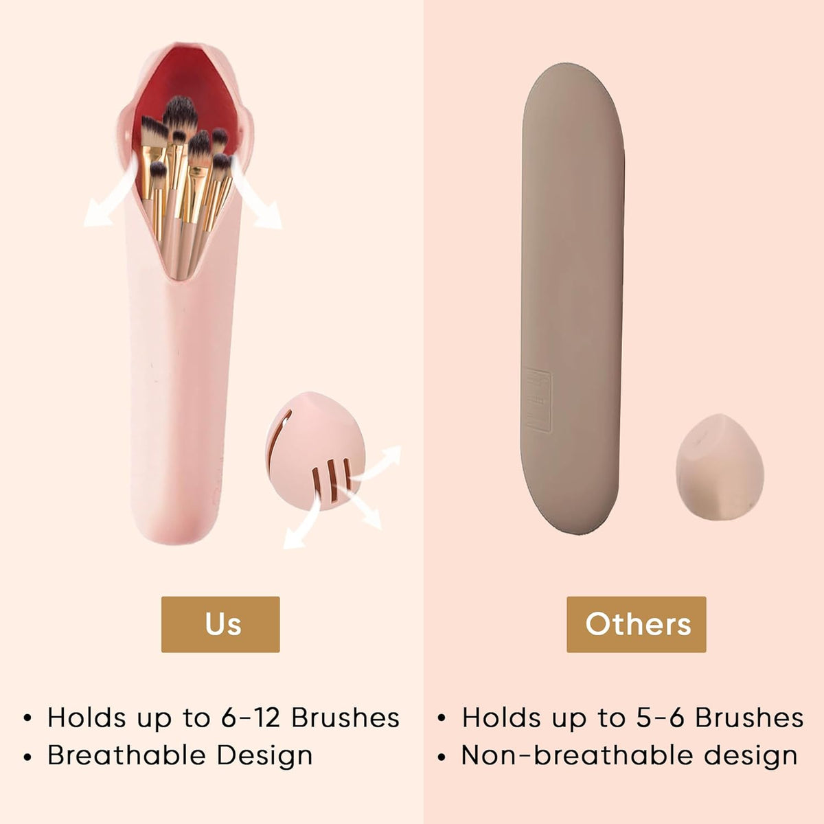 Pink Silicone Makeup Brush Travel Case