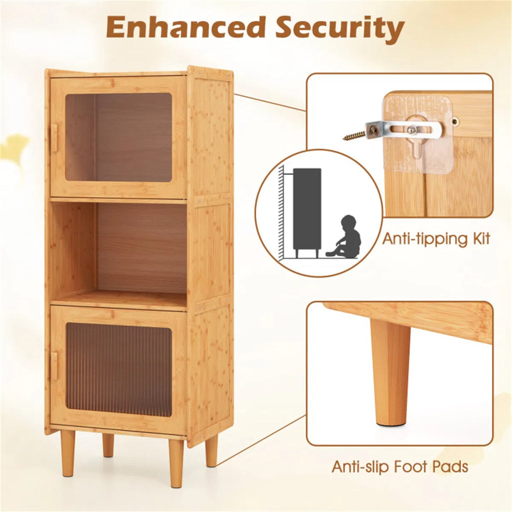 Natural Bamboo Display Cabinet with Acrylic Doors — view 6