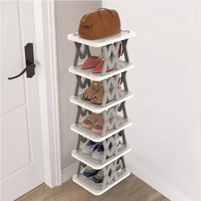 Six-Tier Folding Vertical Shoe Rack — view 1