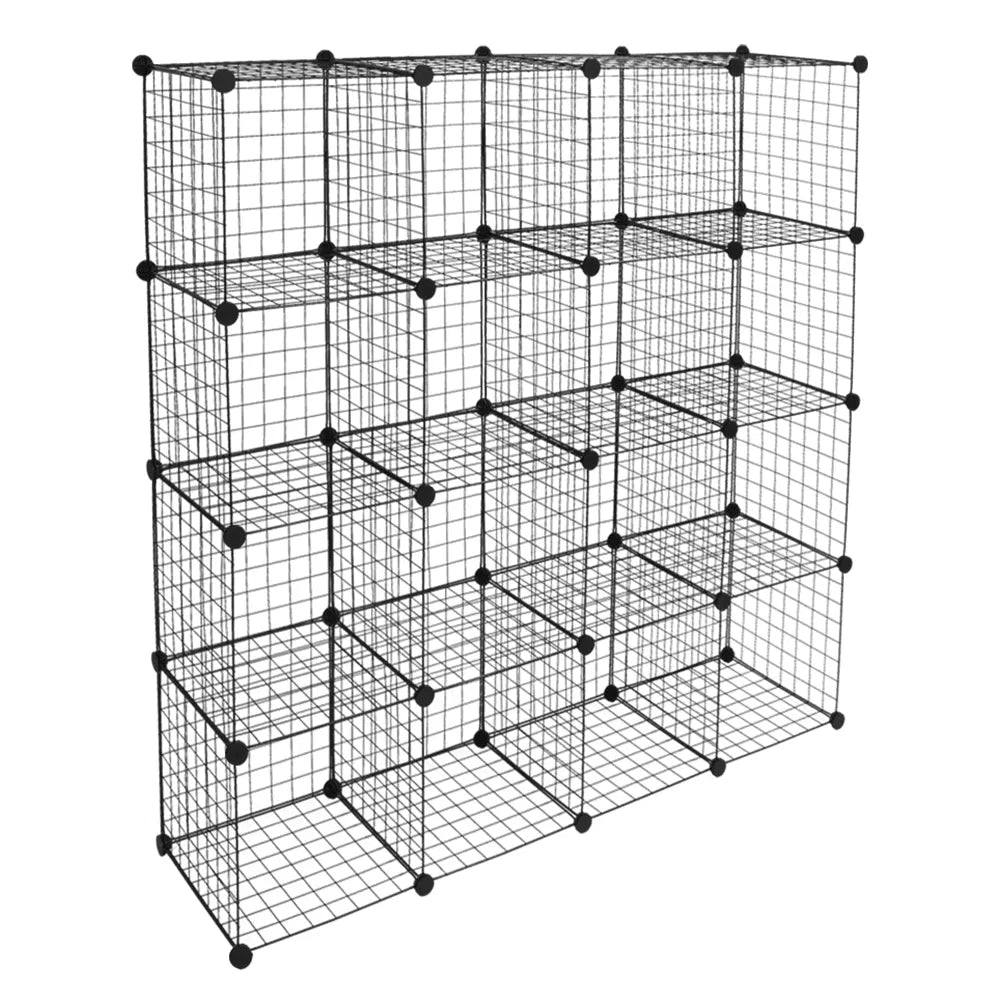 Black 16-Cube Modular Wire Storage Shelves — view 3