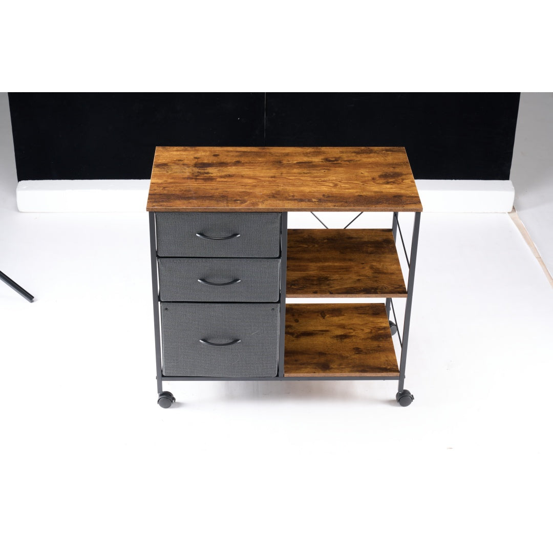 Rolling Printer Stand with Three Fabric Drawers — view 6