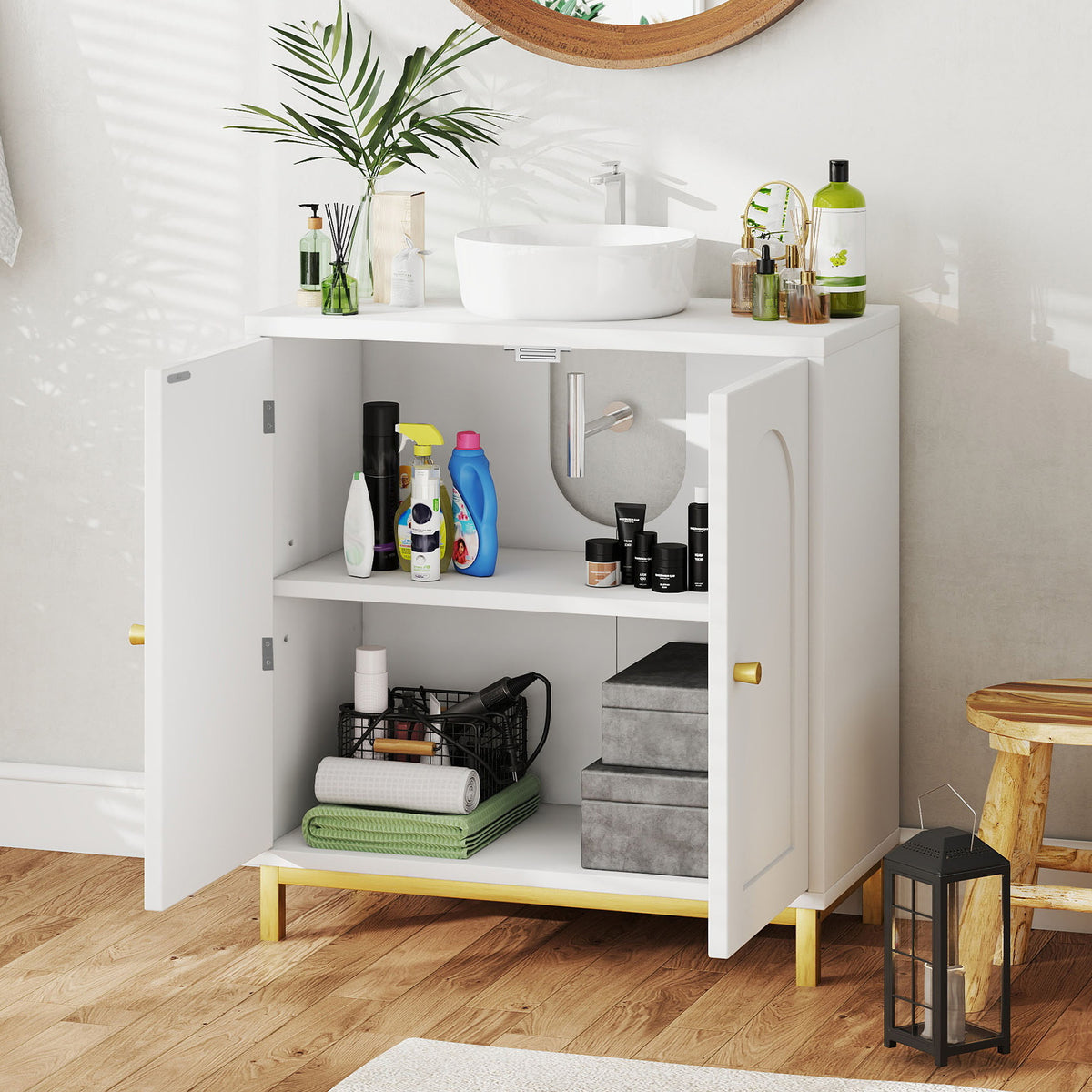 White Arched-Door Under-Sink Cabinet — view 5