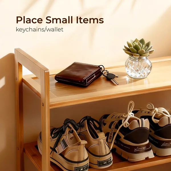 Natural Bamboo Three-Tier Shoe Rack — view 5