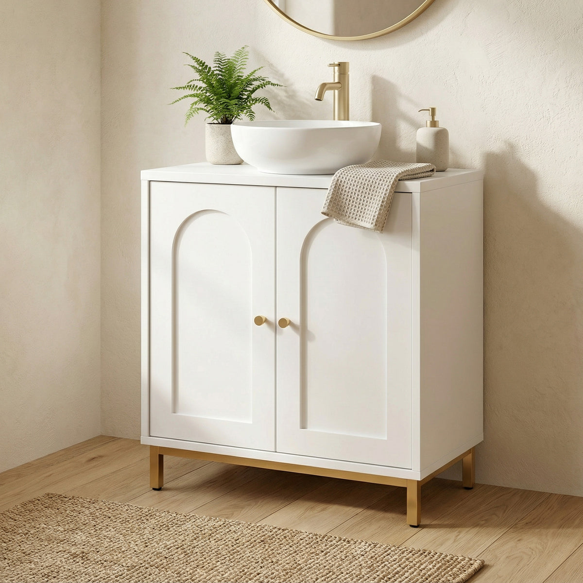 White Arched-Door Under-Sink Cabinet — view 6